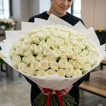 51 Голландская крупная белая роза 40см, Москва